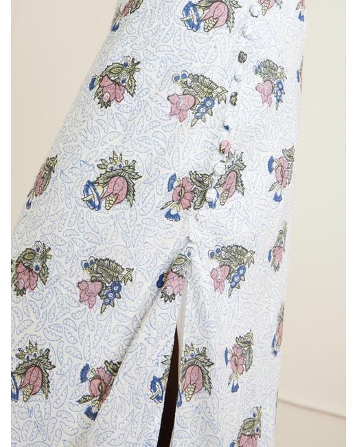 Alix Of Bohemia White Adele Mist Quatre Floral Patterned Silk Midi Dress