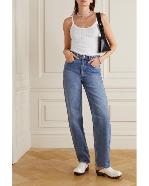 Leset White Pointelle-Knit Cotton-Jersey Tank