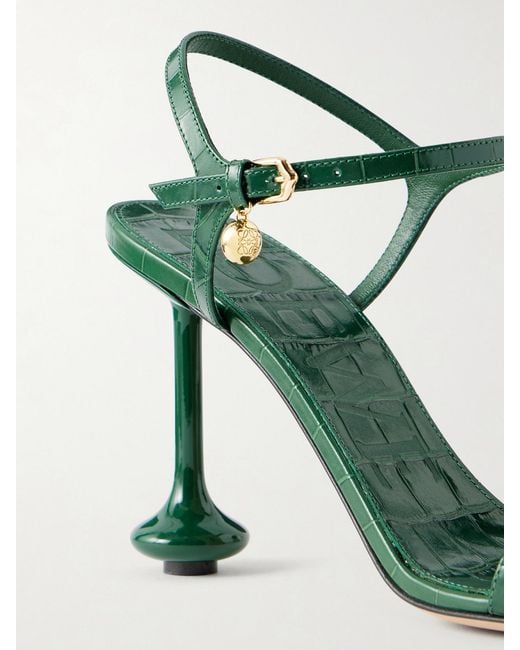 Loewe Green Toy 90 Croc-Effect Leather Sandals