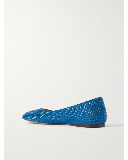Loewe Blue Toy Crystal-Embellished Suede Ballet Flats