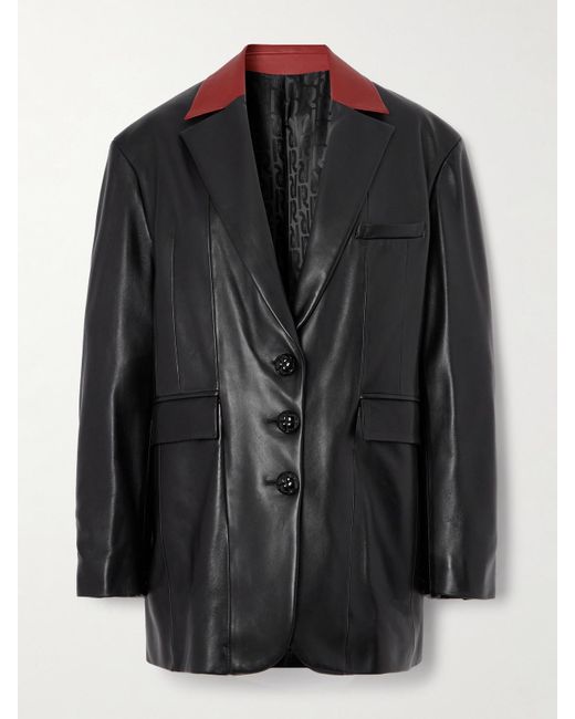 Rabanne Black Oversized Two-Tone Leather Jacket