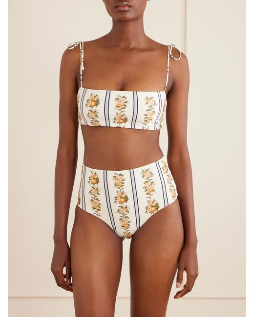 Agua Bendita Natural Primavera Valle Printed Bikini Top