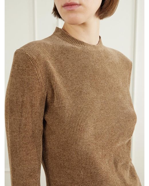 Gabriela Hearst Brown Ribbed Silk Sweater