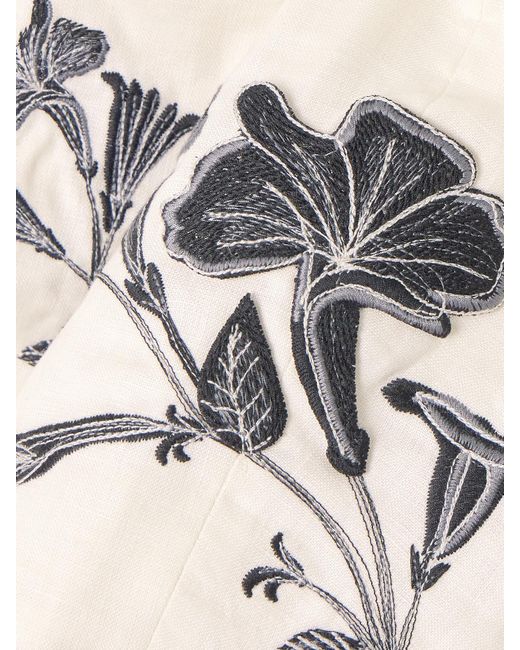 Agua Bendita Natural Cacao Guayacan Cropped Appliquéd Embroidered Linen Top
