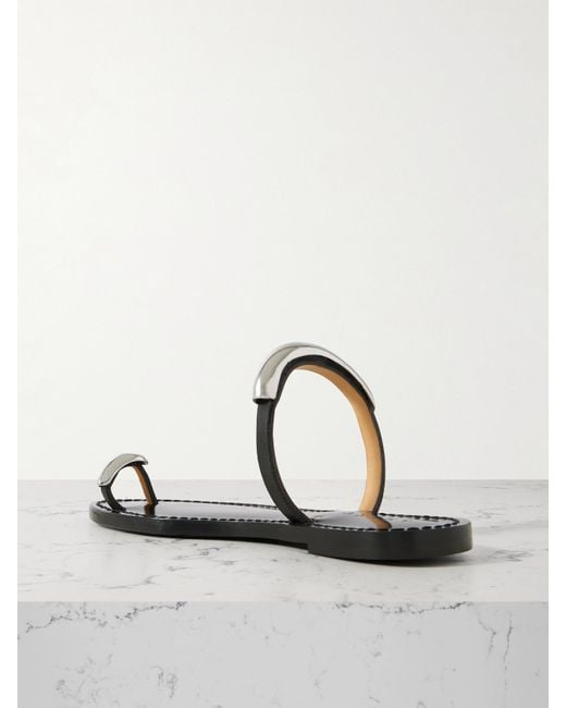 Amanu Black The Samburu Embellished Leather Sandals