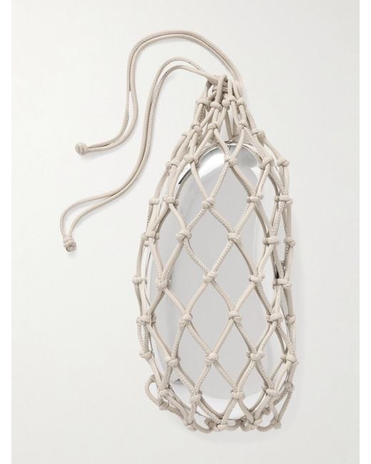 Cult Gaia White Tallulah-Tone And Macramé Leather Clutch