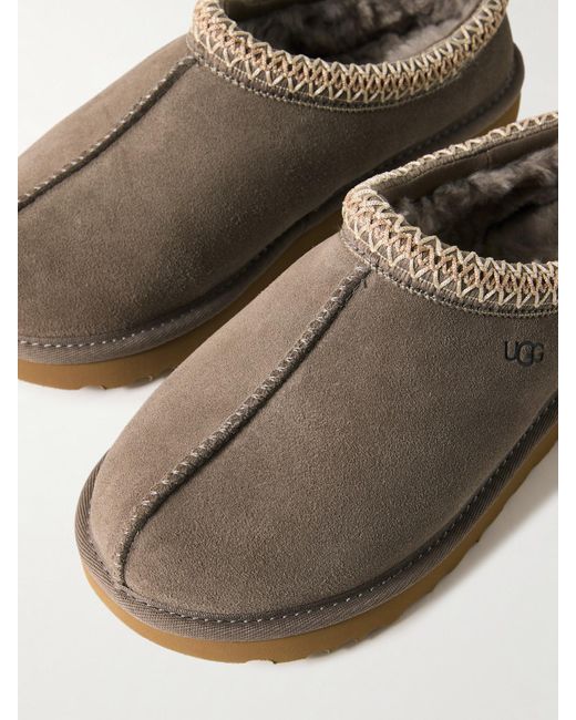 Ugg Brown Tasman Slippers Aus Veloursleder Mit Fleecefutter Aus Einer Wollmischung Und Stickereien