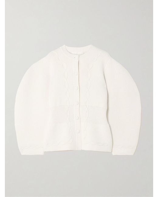 D'Estree Natural Adrian Ribbed Cable-Knit Wool Cardigan