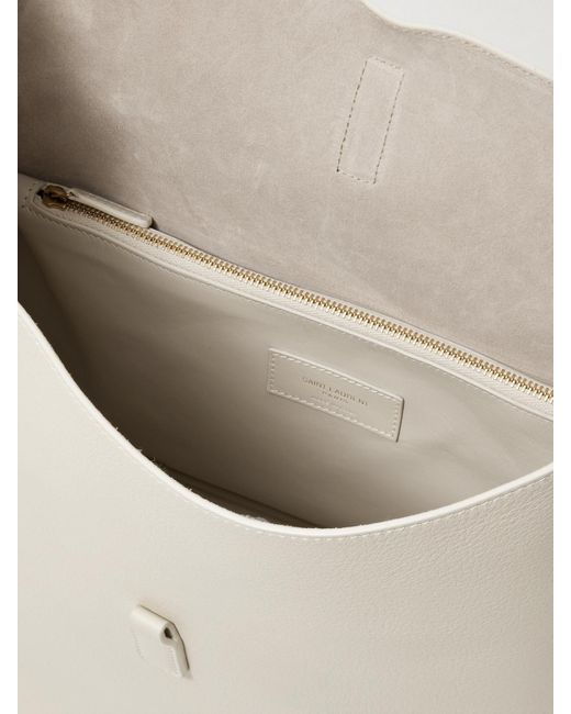 Saint Laurent White Le 5 À 7 Supple Große Schultertasche Aus Leder
