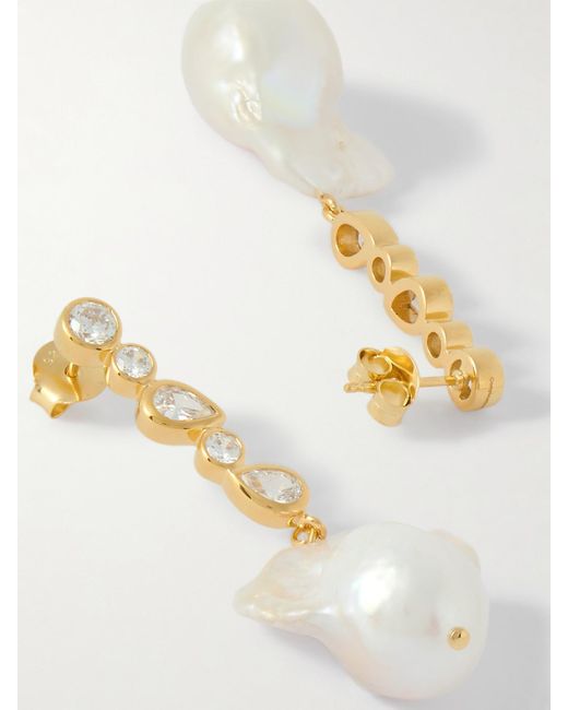 Completedworks White Recycled Vermeil, Pearl And Cubic Zirconia Earrings