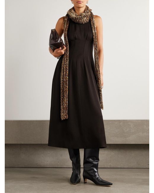 Proenza Schouler Black Bronwyn Midikleid Aus Twill Mit Falten