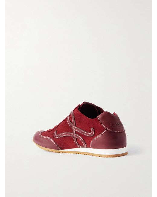 Loewe Red Ballet Runner 2.0 Logo-Appliquéd Leather And Suede Sneakers