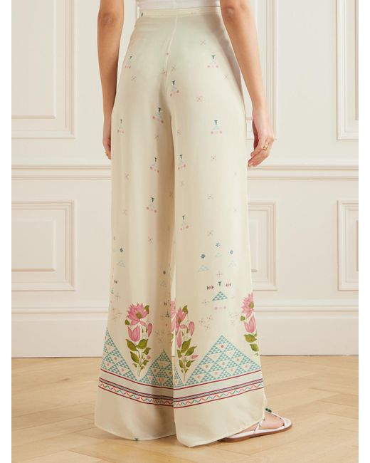 Emporio Sirenuse Natural Blair Hose Mit Weitem Bein Aus Bedruckter Seide