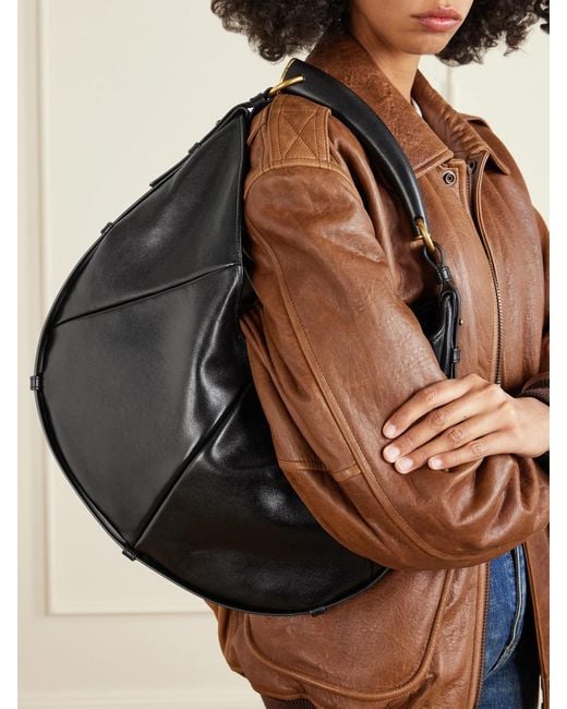 Saint Laurent Black Mombasa Paneled Leather Shoulder Bag