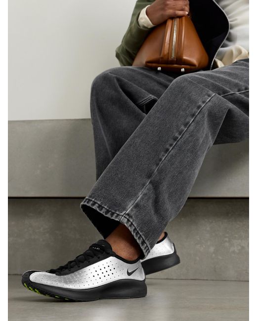 Nike Air Superfly Suede And Perforated Metallic Leather Sneakers