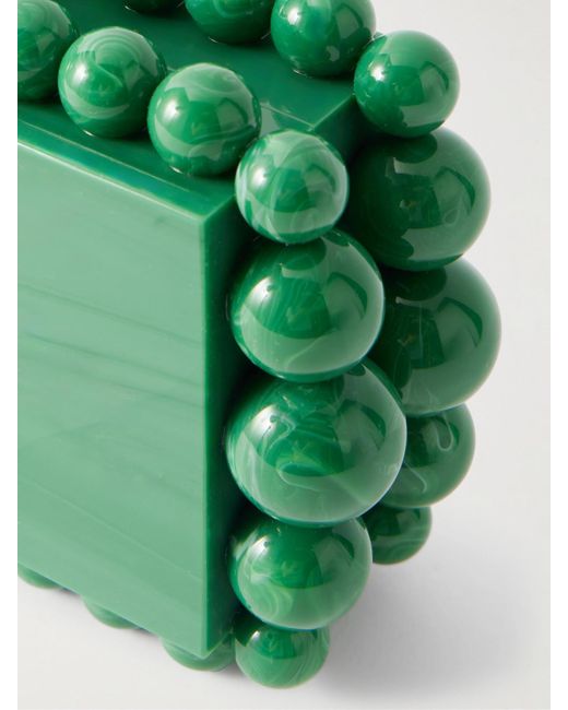 Cult Gaia Green Eos Clutch Aus Marmoriertem Acryl Mit Zierperlen