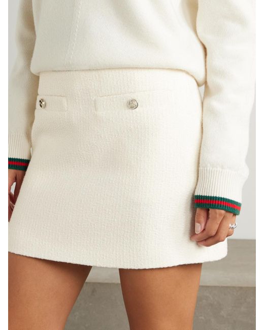 Gucci Natural Minirock Aus Bouclé-Tweed Aus Einer Wollmischung