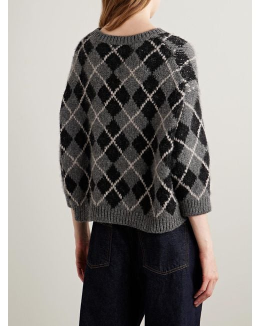 Khaite Black Colt Argyle Cashmere-Jacquard Sweater