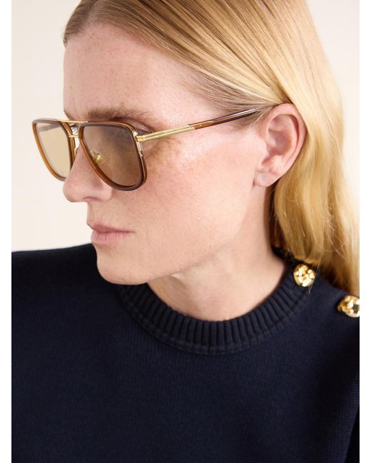 Bottega Veneta Brown Aviator-Style Acetate Sunglasses