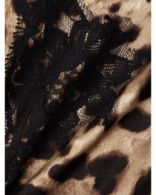 Dolce & Gabbana Multicolor Lace-Trimmed Leopard-Print Silk-Blend Satin Briefs