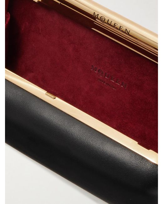 Alexander McQueen Black T-Bar Clutch Aus Leder