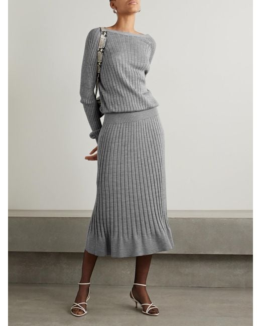 Proenza Schouler Gray Eden Reversible Ribbed Wool And Silk-Blend Midi Dress