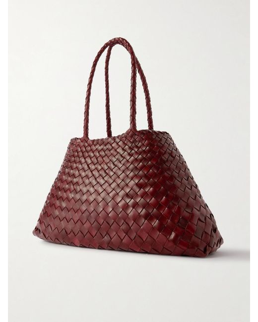 Dragon Diffusion Red Santa Croce Big Woven Leather Tote Bag