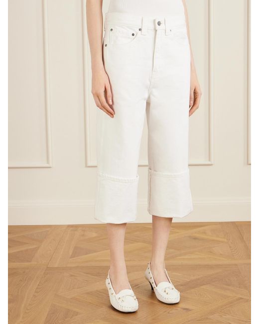 Khaite White Boyle Cropped Low-Rise Straight-Leg Jeans