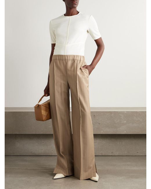 Jil Sander Natural Pinstriped Wool And Mohair-Blend Straight-Leg Pants