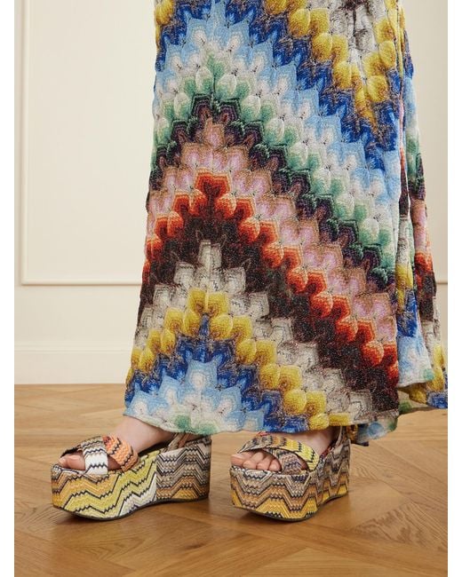 Missoni Metallic Julia Striped Woven Lurex Platform Sandals