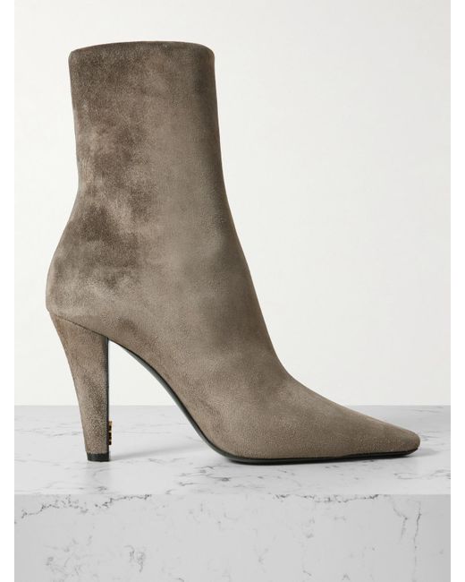Saint Laurent Brown Jill Suede Ankle Boots