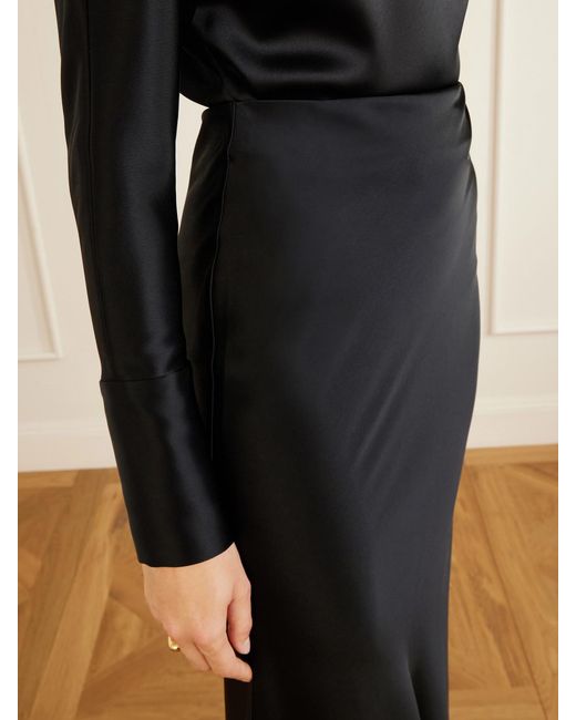 Galvan Black Valetta Satin Midi Skirt
