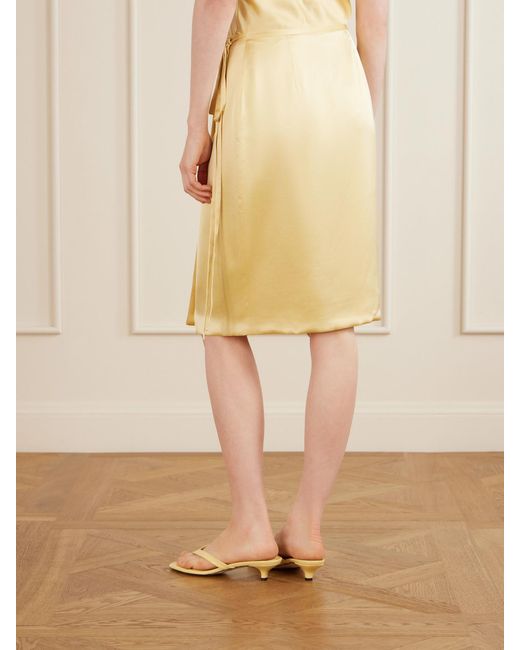Aflalo Yellow Rixa Satin Wrap Midi Skirt