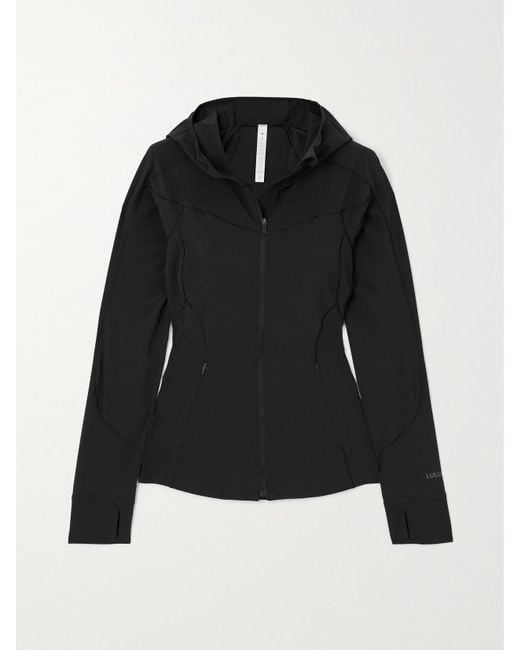 lululemon athletica Black Mist Over Kapuzenjacke Aus Stretch-Material Mit Recycelten Fasern