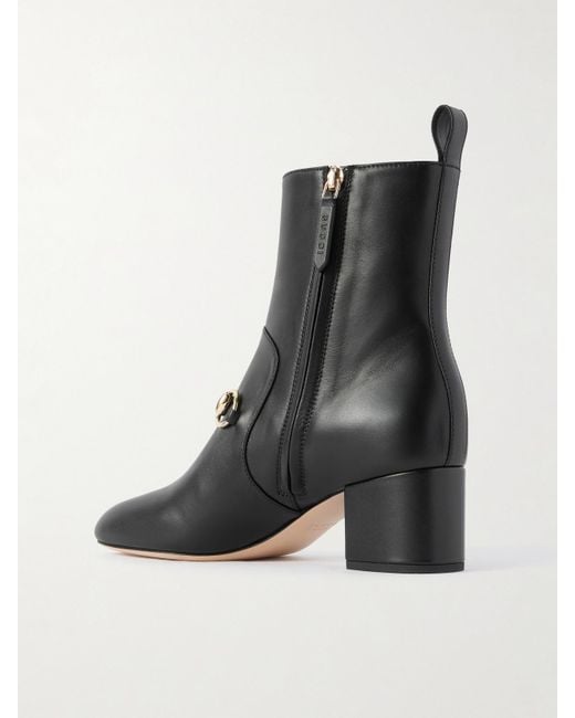 Gucci Black Lady Horsebit-Detailed Leather Ankle Boots