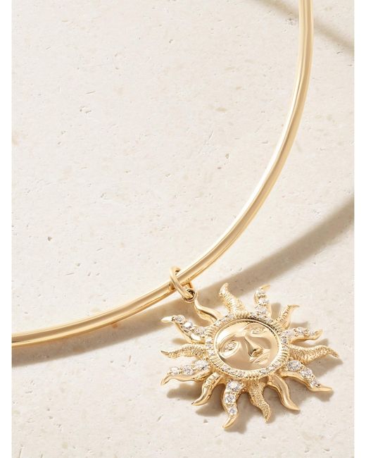 Marlo Laz Natural El Sol 14-Karat Diamond Pendant Necklace