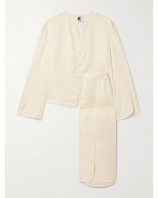 Sleeper Natural Louis Satin-Jacquard Pajama Set