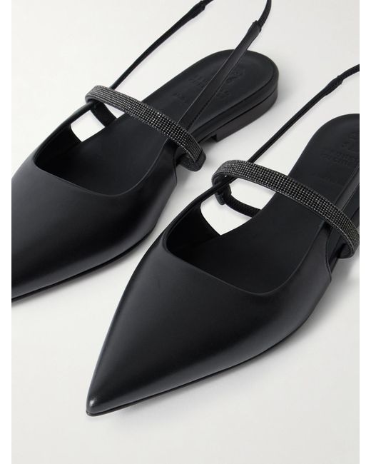 Brunello Cucinelli White Leather Ballet Flats