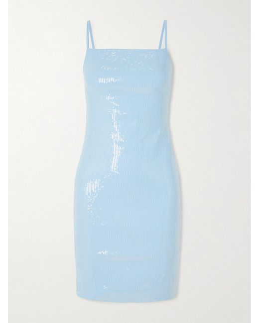 ROTATE BIRGER CHRISTENSEN Blue Minikleid Aus Recyceltem Stretch-Jersey Mit Pailletten