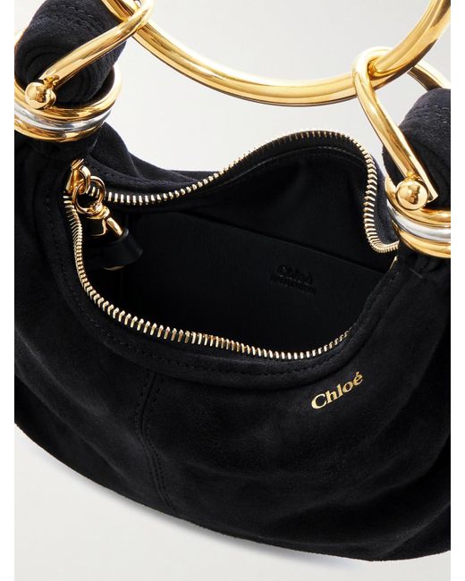 Sac Porté Épaule En Daim À Finitions En Cuir Et À Ornements Bracelet Small Chloé en coloris Black