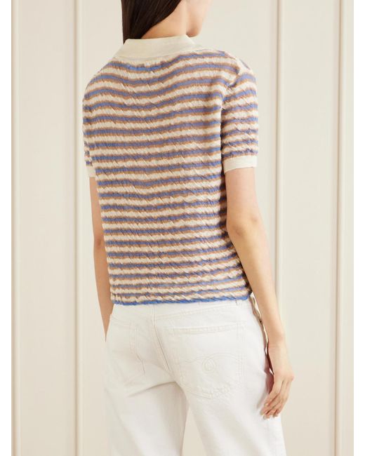BERNADETTE Natural Ophelia Striped Wool Polo Shirt
