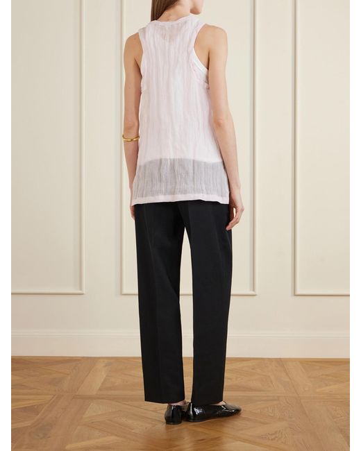 Totême White Crinkled Cotton-Blend Gauze Tank