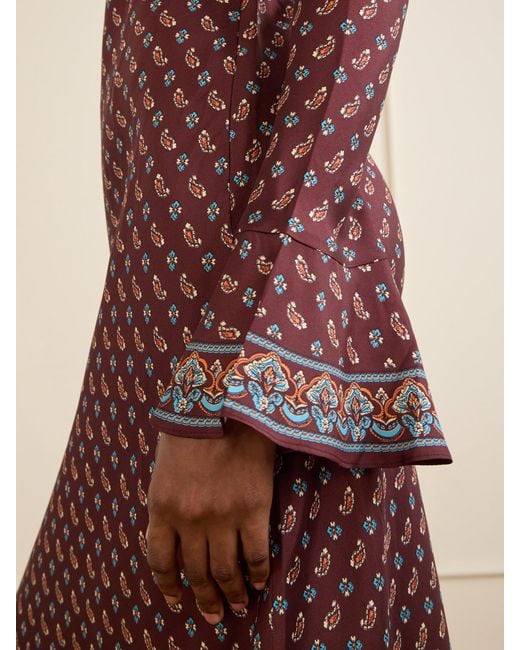 Doen Purple Davina Printed Silk-Blend Satin Midi Dress