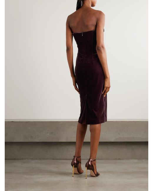 Tom Ford Purple Strapless Velvet Midi Dress