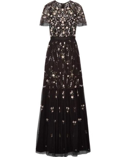 Needle & Thread Black Langes Kleid