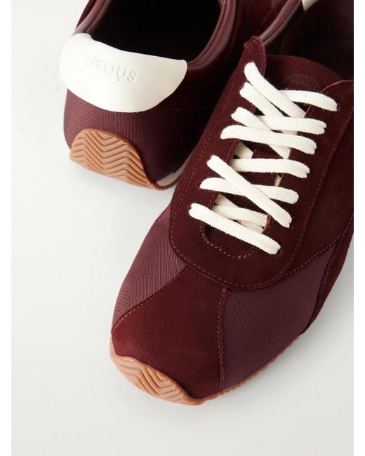 Neous Red Berenices Leather-Trimmed Suede And Canvas Sneakers