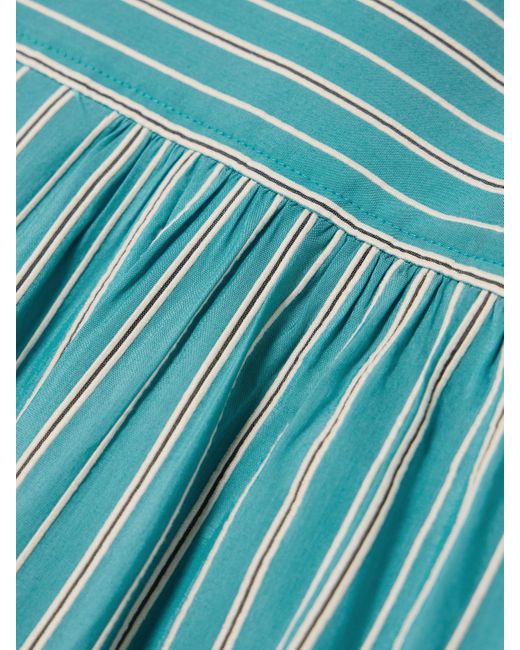 Bode Blue Shore Stripe Quincy Mini-Hemdblusenkleid Aus Popeline Aus Einer Baumwollmischung