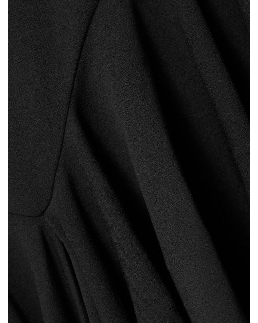 Solace London Black Hani Strapless Asymmetric Crepe-Jersey Gown