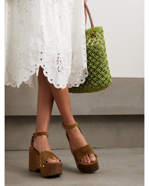 Gianvito Rossi Brown 110 Studded Suede Platform Sandals