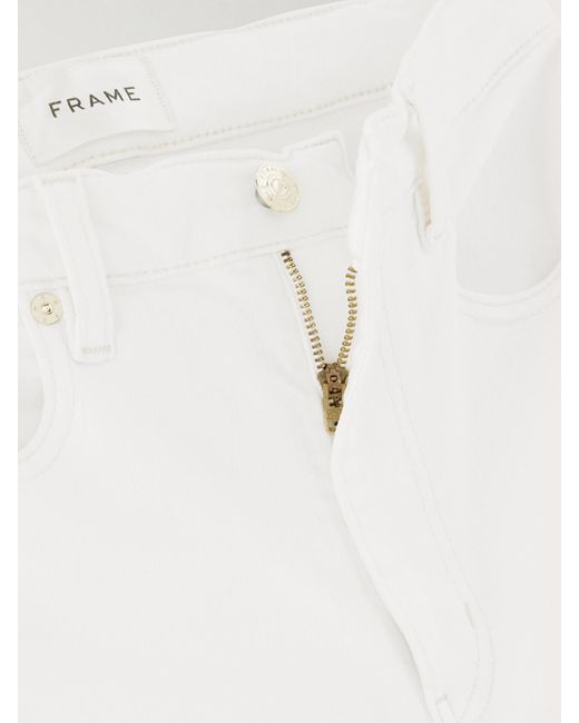 FRAME White The Pencil Verkürzte, Hoch Sitzende Jeans Mit Schmalem Bein